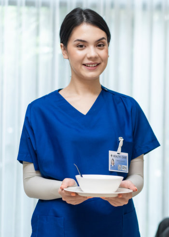 home care worker smiling